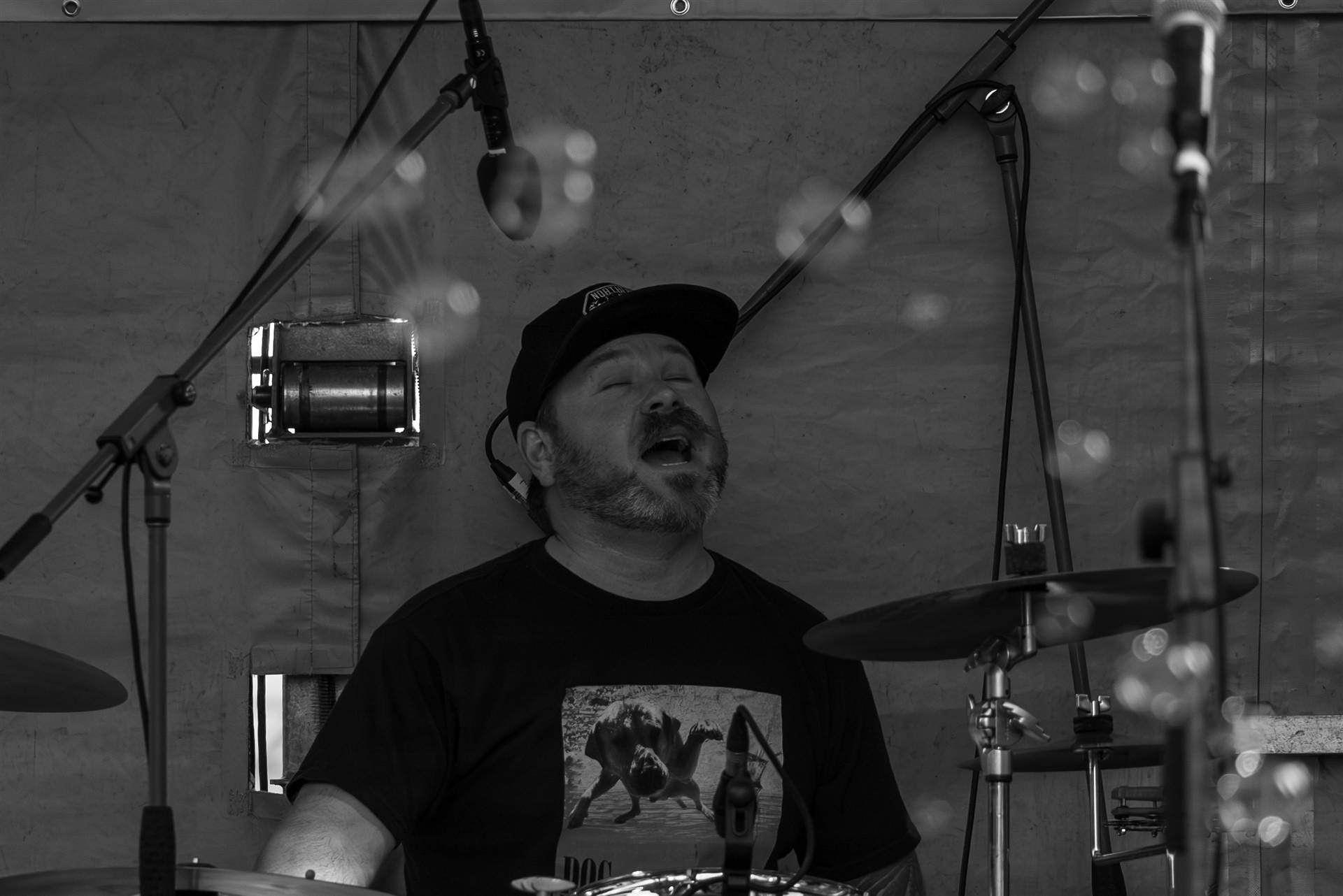 Close-up of event soundboard faders and knobs at a Prince Edward Island festival soundcheck - Eastside Photography